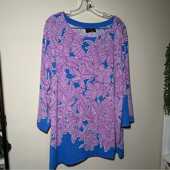 Bob Mackie Artsy Tropical Floral Blouse 3X - Picture 4 of 14